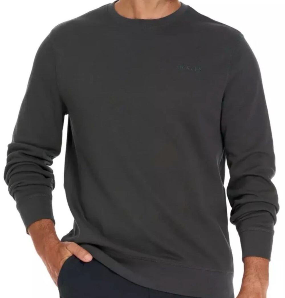 Hurley Men’s Crewneck Sweatshirt • Gray Pullover • Logo • Size L • 27x24